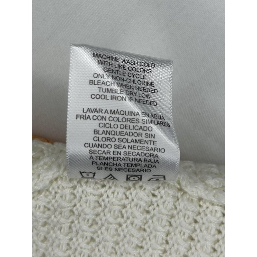 Madden NYC Crochet Knit Tank Top Womens M White Rainbow Stripe Boho Festival - Picture 9 of 9